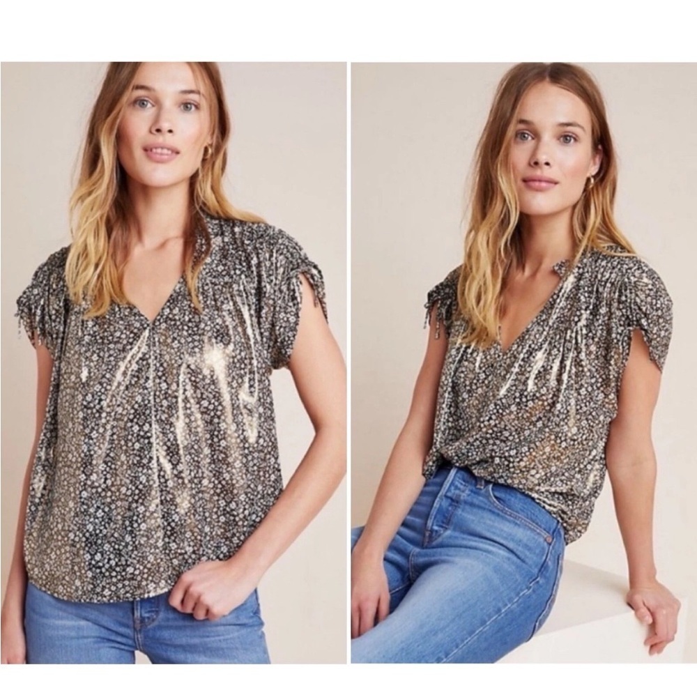 Current Air Shimmer Ditsy Floral Blouse